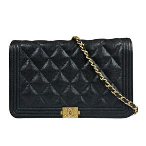 CHANEL Black Caviar Leather Wallet